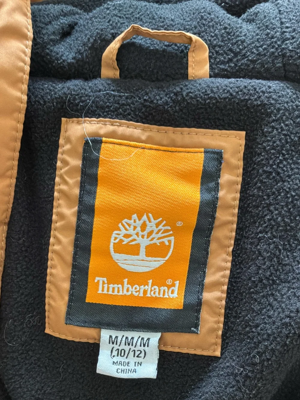 Timberland Youth Hooded Puffer Jacket | Brown Insulated Coat | Size Medium 10/12